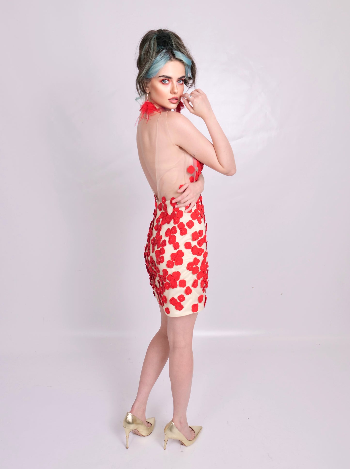 Rochie Couture THE GRAND LOVE OF RED FLOWERS
